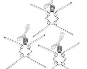 Medium Adjustable Plate Hanger 3-Pack: 10-16" Wall Display, Steel Wall Mount with Silicone Hooks