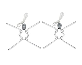 Medium Adjustable Plate Hanger 2-Pack: 10-16" Wall Display, Steel Wall Mount with Silicone Hooks