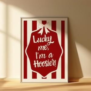 Hoosiers 3:4 Print | Trendy Bow Wall Art | Red + Black | Preppy Room Decor | Apartment | College Dorm | Bar Cart Art | Hoosiers