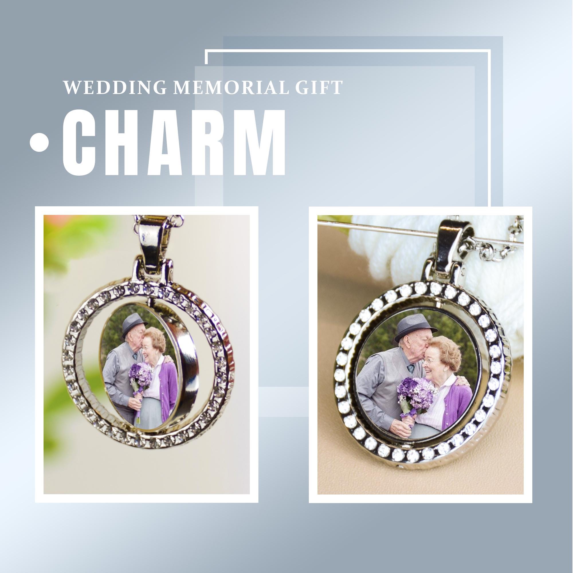 Personalization Wedding Bridal Bouquet Charms - Photo Charms for Bouquet, Custom Bridal Memory Charms,Something Blue Gifts for The Bride