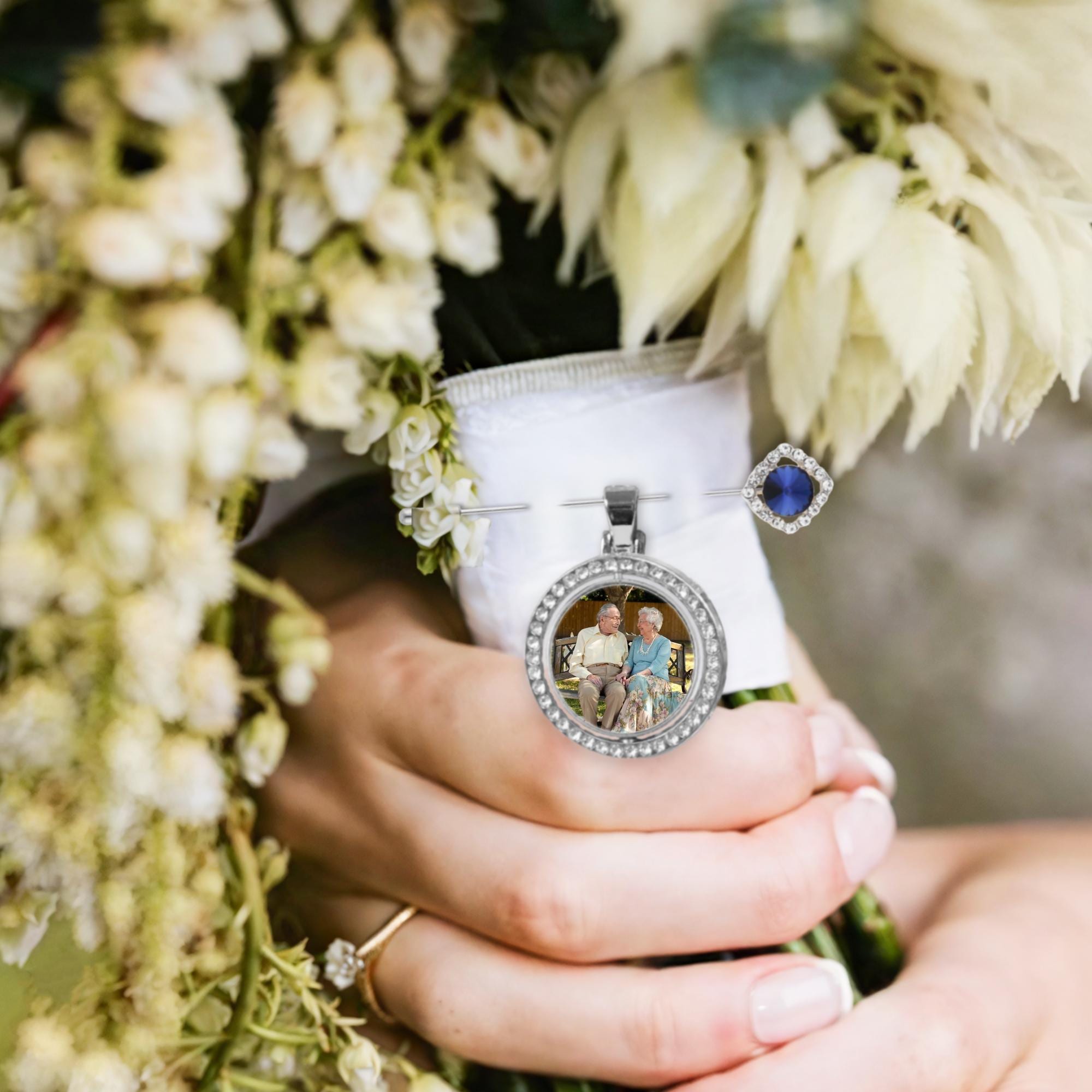 Personalization Wedding Bridal Bouquet Charms - Photo Charms for Bouquet, Custom Bridal Memory Charms,Something Blue Gifts for The Bride