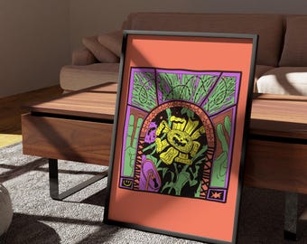 Abstract Boho Art Print – Bold Colorful Hand-Drawn Poster, Trendy Modern Wall Art