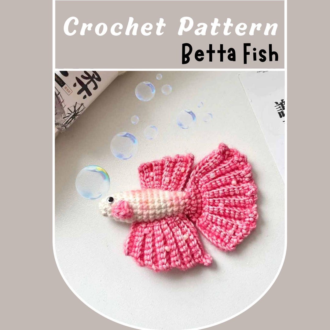 NO SEW Betta Fish Crochet Pattern Pink Siamese Fighting Fish Amigurumi ...