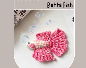 INGET SÖMNAD Bettafisk Virkmönster Rosa Siamesisk Kampfisk Amigurumi Mini Liten Paradis Labyrint Marint Akvarium Djur Low Stuff