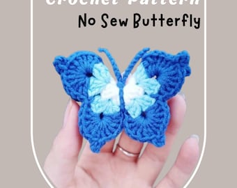 NO SEW Butterfly Crochet Pattern Easy No Stuff Mini Animal Amigurumi Tutorial Fairy Brooch Hairclip Hairband Caterpillar Beginner Friendly
