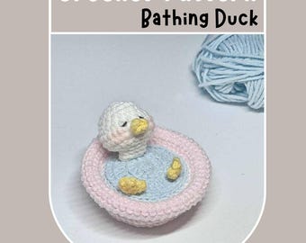 Bathing Duck Crochet Pattern Kawaii Relax Rubber Duck Goose Geese Swan Bird Barn Animal Amigurumi Bathroom Decor Kids Bath Toy Mini Plushie