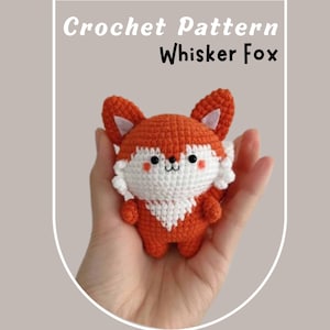 Wzór na szydełkowanie Whisker Fox Chubby Cute wypchany lis z dużą głową brelok Amigurumi Baby Wolf Woodland Animals Pluszowa miękka zabawka prezent dla przedszkola