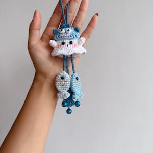 7IN1 Mini Halloween Ghost Crochet Pattern Bundle Cute Kawaii White Spooky Little Chick Pig Bear Mushroom Capybara Fish Witch Doll Wind Chime image 7