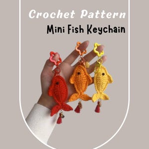 NO SEW Mini Fish Crochet Pattern Low Stuff Prospérité Chanceux Rouge Marine Aquarium Poissons Débutants Rapide Rapide Amigurumi Unisexe Porte-clés