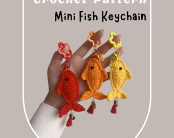 KEINE SEW Mini Fisch Häkelanleitung Low Stuff Wohlstand Glück Rot Marine Aquarium Fisch Anfängerfreundlich Schnell Schnell Amigurumi Unisex Schlüsselanhänger
