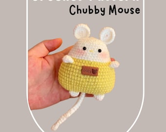Padrão de crochê de rato gordinho, bicho de pelúcia muito baixo, rato, camundongos com cauda longa, brinquedos de brincar, bebê, rato, decoração pequena, pelúcia, amigável para iniciantes