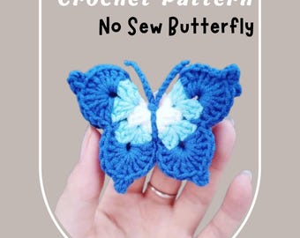 NO SEW Butterfly Crochet Pattern Easy No Stuff Mini Animal Amigurumi Tutorial Fairy Brooch Hairclip Hairband Caterpillar Beginner Friendly