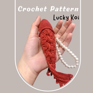 NO SEW Glückspilz Koi Häkelanleitung Fisch Amigurumi Japan Karpfen Meeresleben Tier rot Wohlstand Glück Koi Plushie Goldfisch Kohaku Sanke