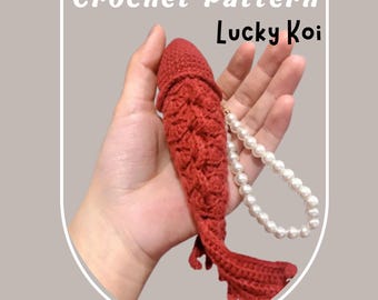 NO SEW Lucky Koi Crochet Pattern Fish Amigurumi Japan Carp Marine Life Animal Red Prosperity Good Fortune Koi Plushie Goldfish Kohaku Sanke