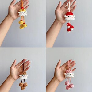7IN1 Mini Halloween Ghost Crochet Pattern Bundle Cute Kawaii White Spooky Little Chick Pig Bear Mushroom Capybara Fish Witch Doll Wind Chime image 9