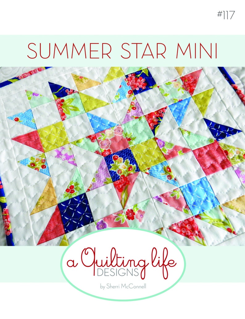 Summer Star Mini Quilt PDF Pattern image 1