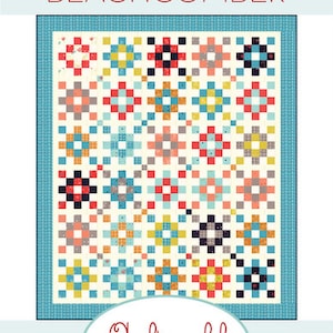 May include: A quilting pattern called "Beachcomber" by "a Quilting Life Designs" by Sheri McConnell. The pattern features a colorful quilt block design with a variety of colors including red, orange, yellow, blue, green, and white.