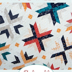 May include: A quilt pattern called "Hope Valley" by "a quilting life DESIGNS" by Sherri McConnell. The quilt features a white background with a repeating pattern of colorful, geometric shapes.