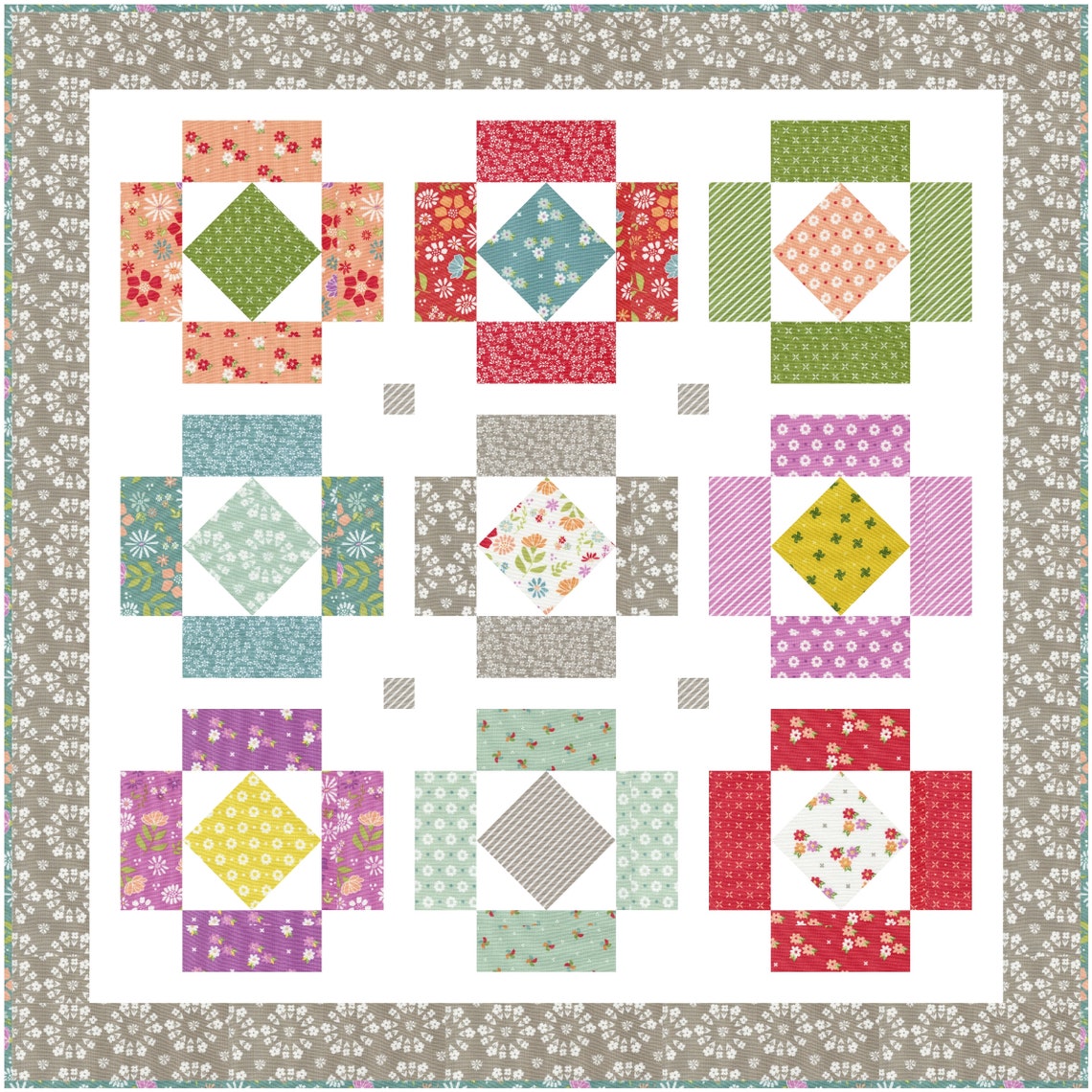 Simply Charming Table Topper + 2 Table Runners QLD187 (PDF) - Etsy