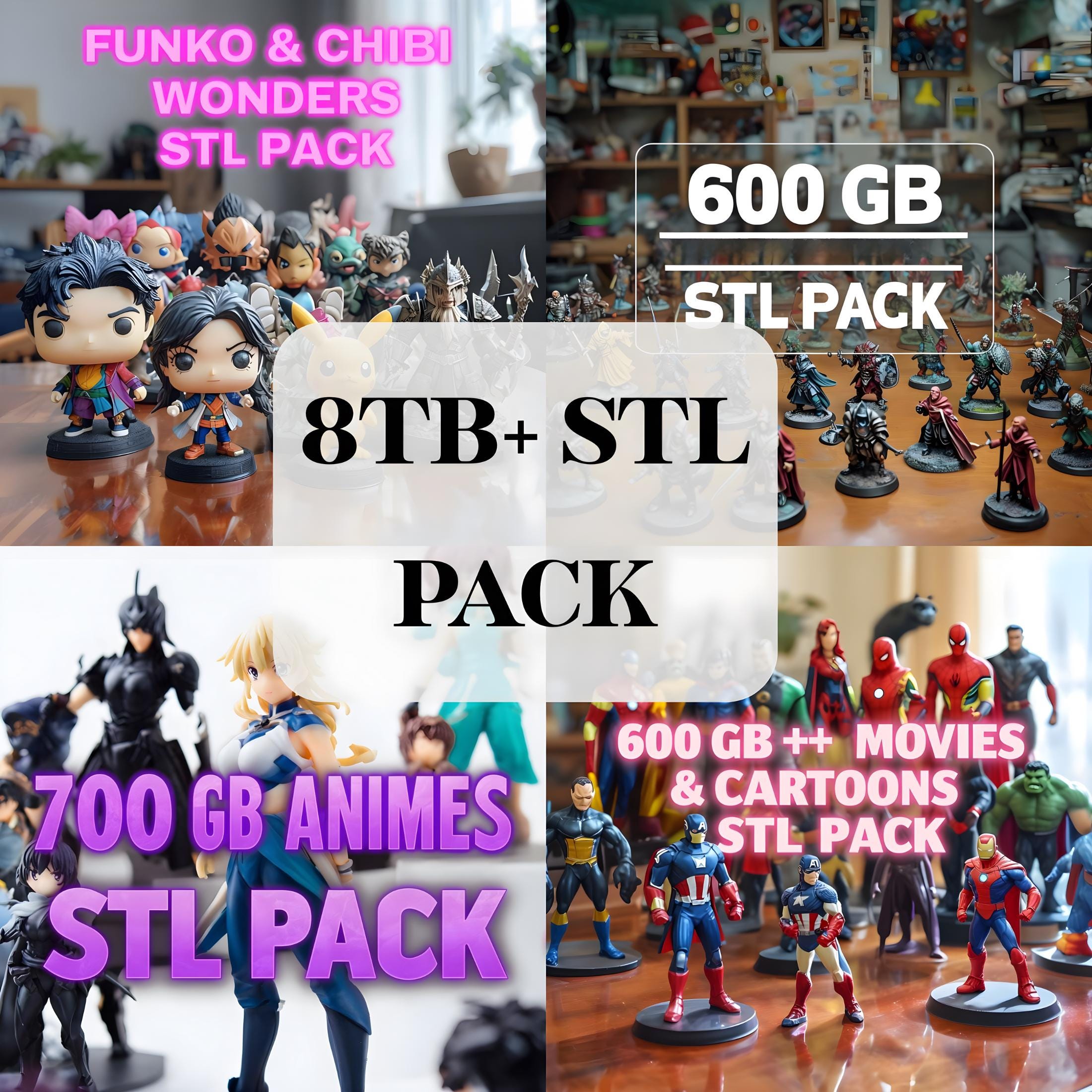 3D STL Mega Pack - 8 TB of organized printable models - Thousands of files - Digital Download