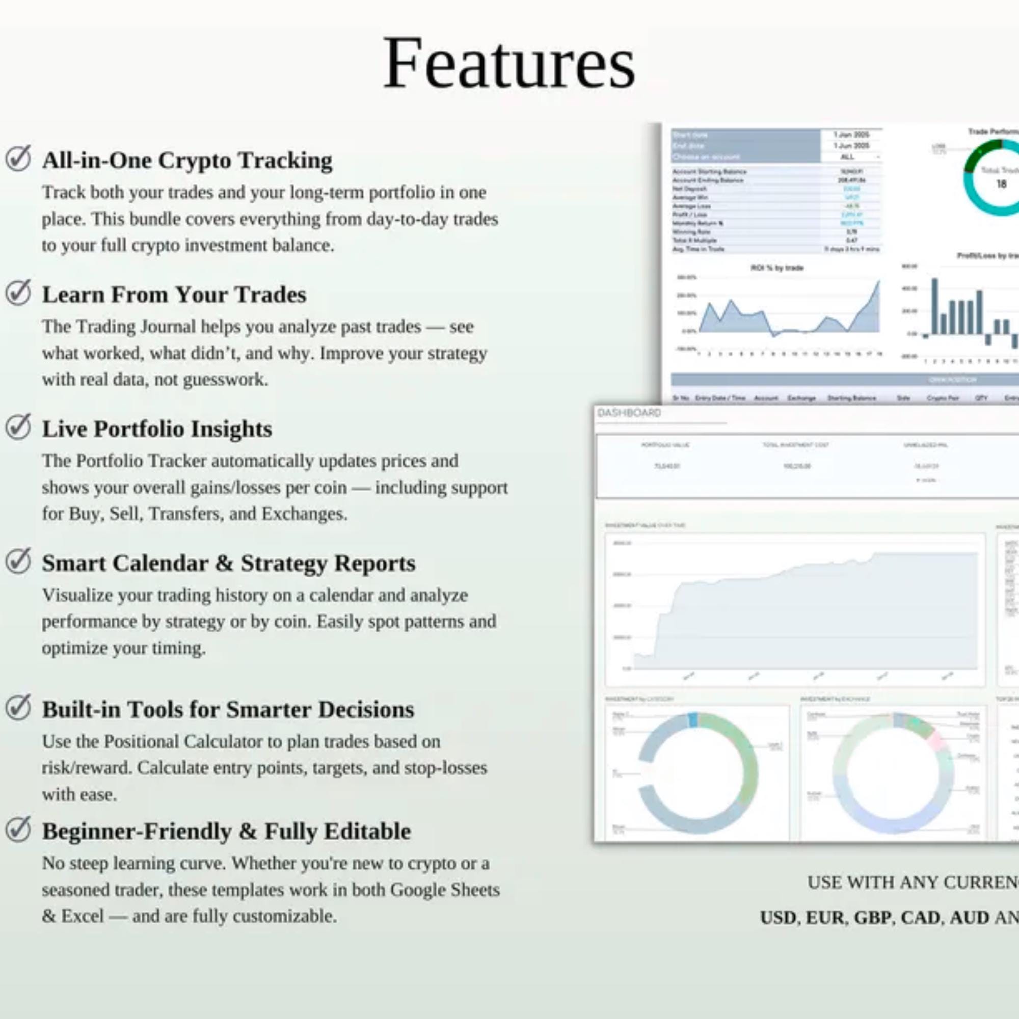 Crypto Trading Journal & Portfolio Tracker | 2-in-1 Spreadsheet Bundle |  Google Sheets and Excel Templates - Etsy
