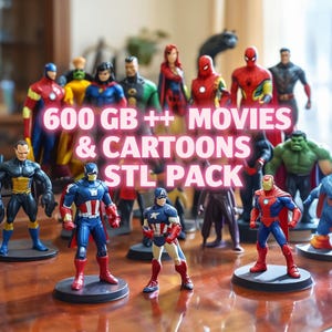 600 GB STL PACK – Huge collection of 3D printing files – Movies, TV & Cartoons – Digital Download