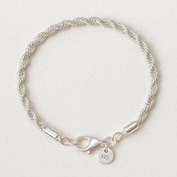 VVV☆[SILVER 925] RIBBON CHAIN STRAP BRACELET Amazon.com: Silver Cuban Link Chain Bracelets for Men Women