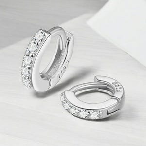 925 Sterling Silver Hinged Clicker Cartilage Hoops - Small Huggie Earrings for Upper Ear