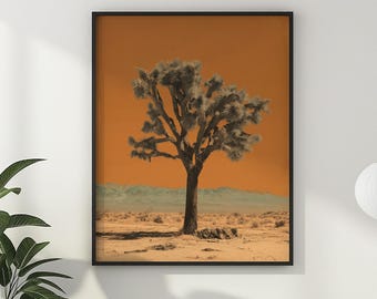 Joshua Tree Wall Art Desert Landscape Wall Decor Vintage Yucca Digital Download