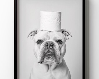 Bulldog Toilet Poster Print Funny Dog Bathroom Wall Art Funny Toilet Humor Wall Decor English Bulldog Mom Gift Idea Restroom Matte Poster