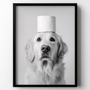 Golden Retriever Toilet Poster Print Funny Dog Bathroom Wall Art Funny Toilet Humor Wall Decor Golden Retriever Mom Restroom Matte Poster