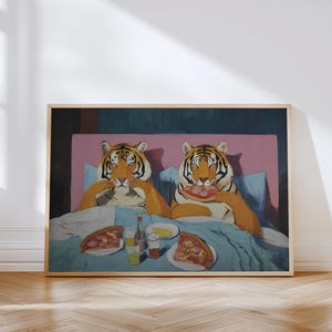 Tiger Eating Pizza Print - Etsy