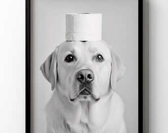 Labrador Toilet Poster Print Funny Dog Bathroom Wall Art Funny Toilet Humor Wall Decor Labrador Retriever Lab Mom Gift Restroom Matte Poster