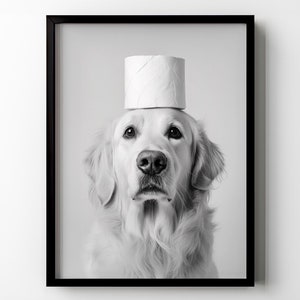 Golden Retriever Toilet Wall Art Funny Dog Printable Bathroom Wall Decor Golden Retriever Mom Dad Gift Restroom Poster Digital Download