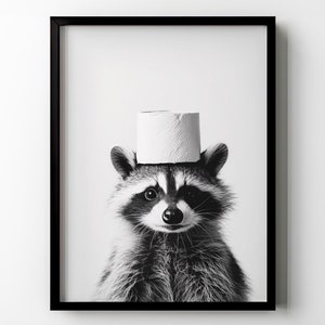 Raccoon Toilet Wall Art Funny Animal Printable Bathroom Wall Decor Raccoon Lover Gift Restroom Poster Toilet Humor Digital Download