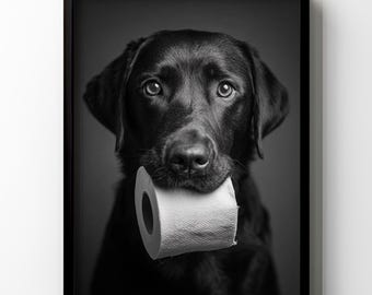 Black Labrador Toilet Poster Print Funny Dog Bathroom Wall Art Funny Toilet Humor Wall Decor Lab Mom Gift Idea Restroom Matte Poster
