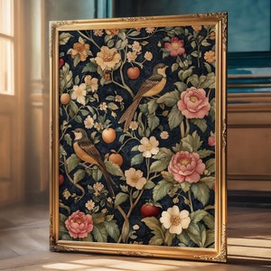 Botanical Wall Art Birds Fruits & Flowers Printable Wall Decor Botanical Poster Nature Lover Gift Artful Trendy Home Decor Digital Download