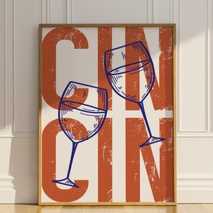 Bar Kitchen Wall Art Cin Cin Wine Glasses Printable Italian Wall Decor Vintage Trendy Wine Lover Gifts Modern Home Decor Digital Download