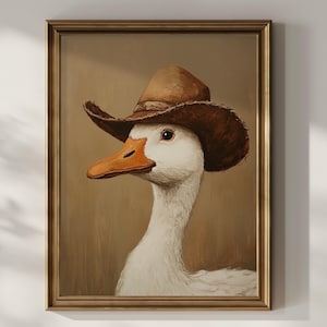 Silly Cowboy Goose Wearing Cowboy Hat Wall Art Cute Funny Nursery Kids Room Printable Painting Farm House Wall Decor Gift Digital Download