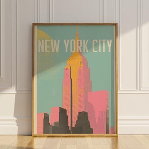 NYC Poster Print New York City Wall Decor Vintage Retro NY Souvenir New York Wall Art Matte Poster