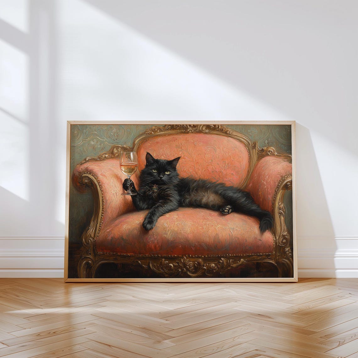 Black Cat Wine Wall Art Funny Printable Bar Kitchen Wall Decor Vintage ...