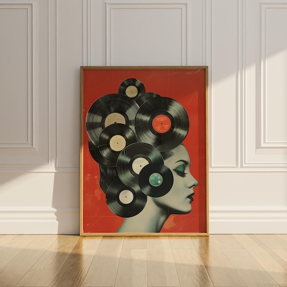 Vinyl Records Wall Art Printable Vintage Collage Modern Wall Decor
