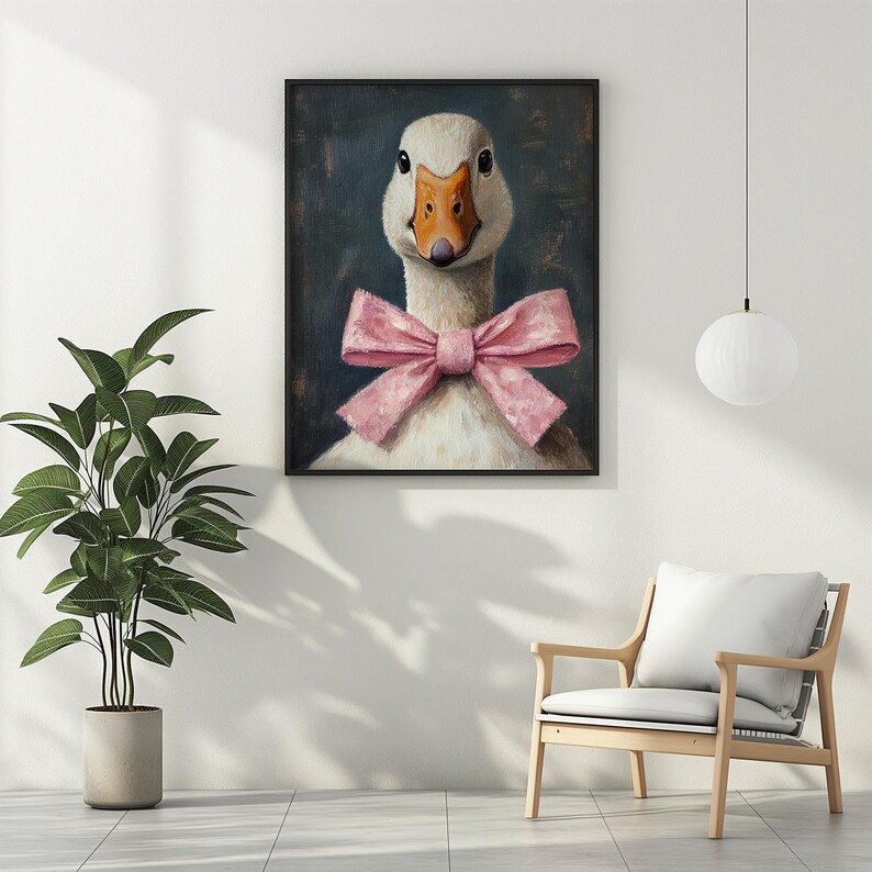 Cute Coquette Goose Wall Art Printable Pink Bow Silly Goose Print ...