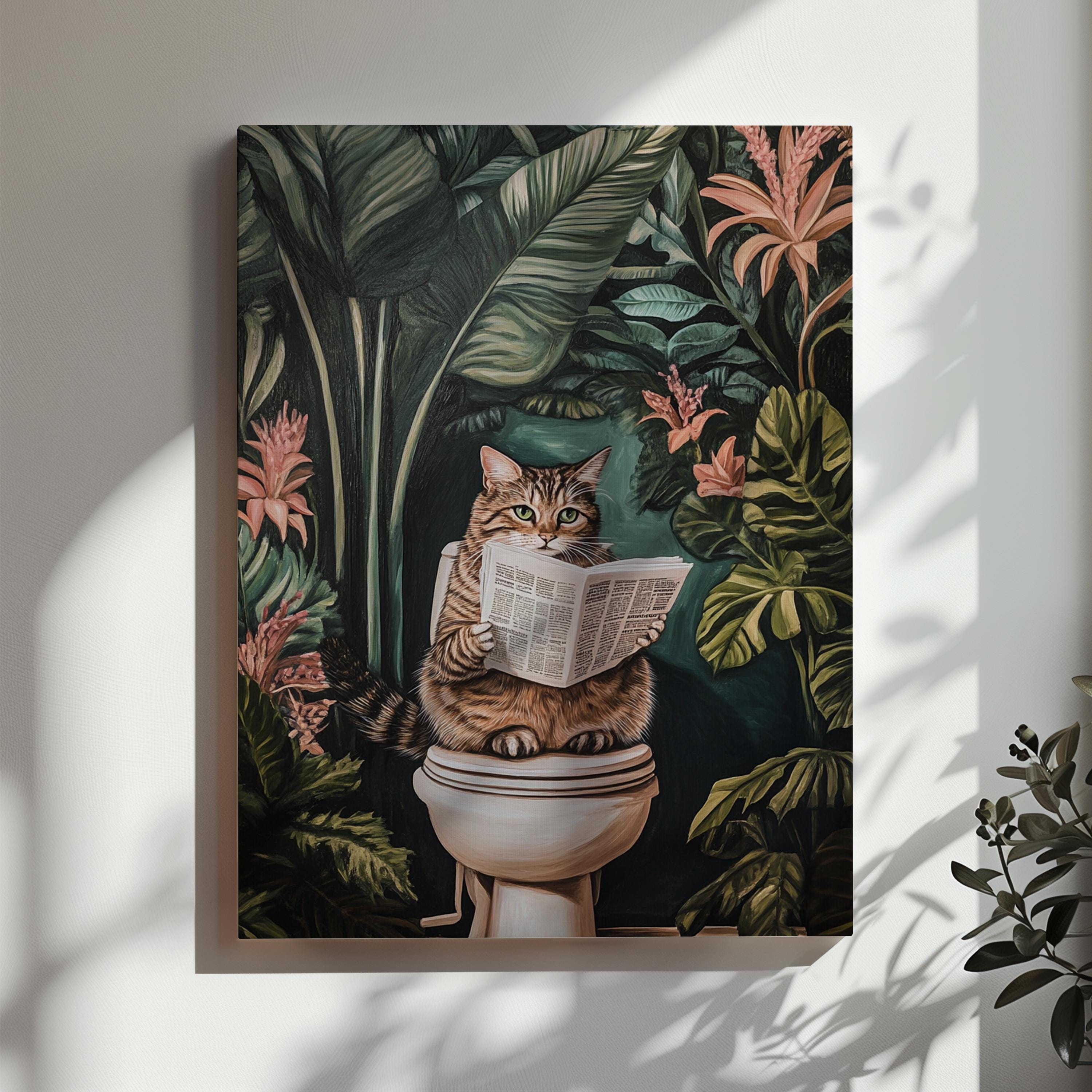 Cat Toilet Bathroom Wall Decor Funny Cat Printable Wall Art Tropical ...
