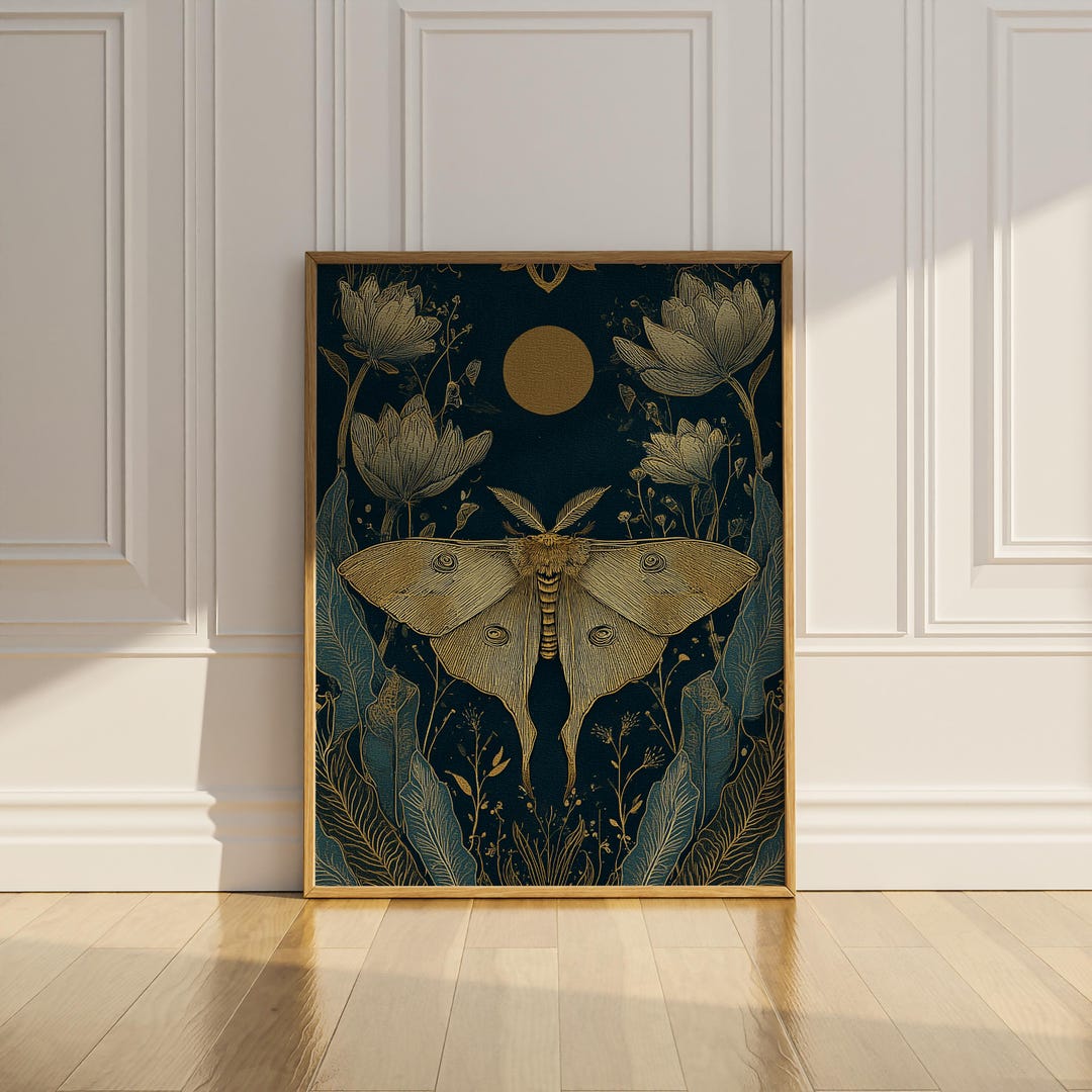 Luna Moth Wall Art Printable Dark Academia Botanical Tapestry Home ...