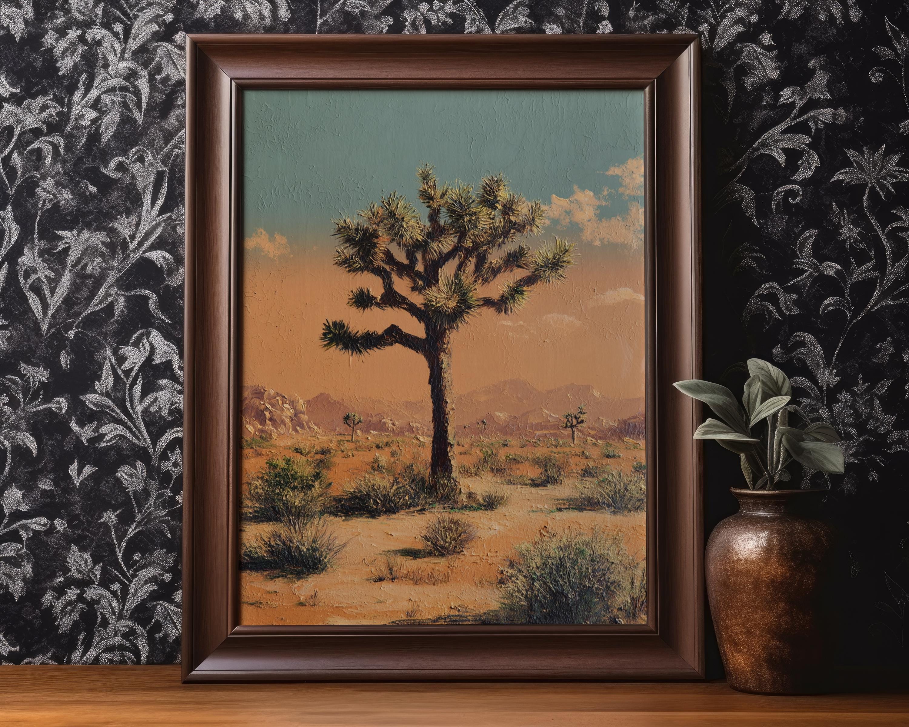 Joshua Tree Wall Art Desert Landscape Wall Decor Vintage Yucca Matte ...