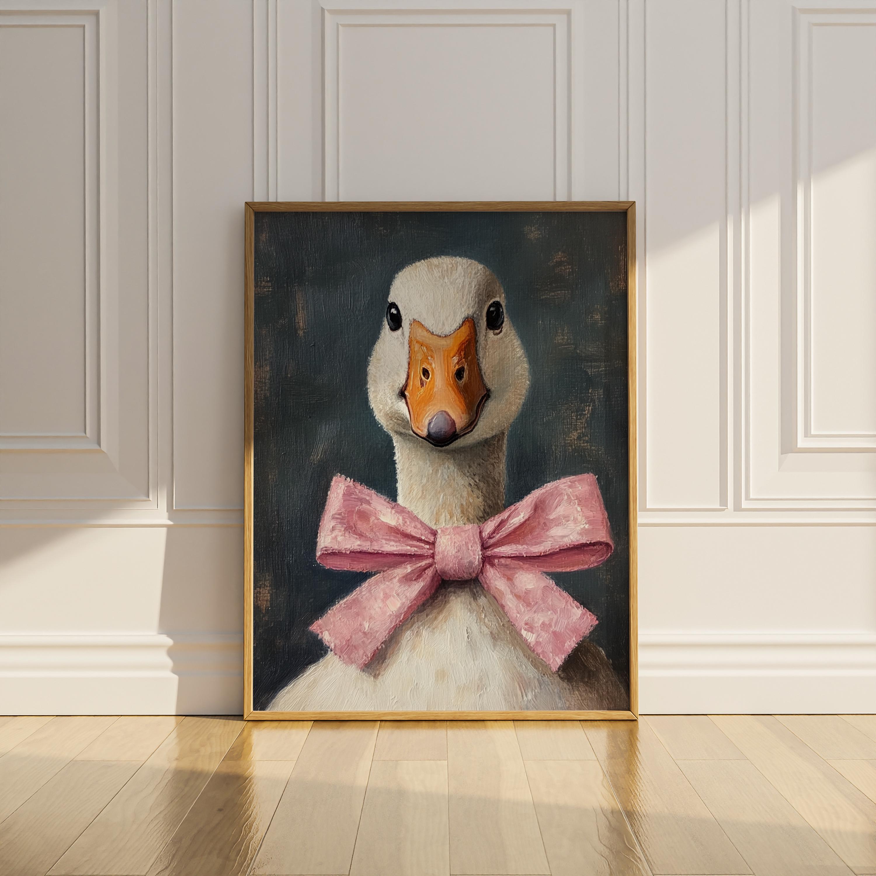 Cute Coquette Goose Wall Art Printable Pink Bow Silly Goose Print ...