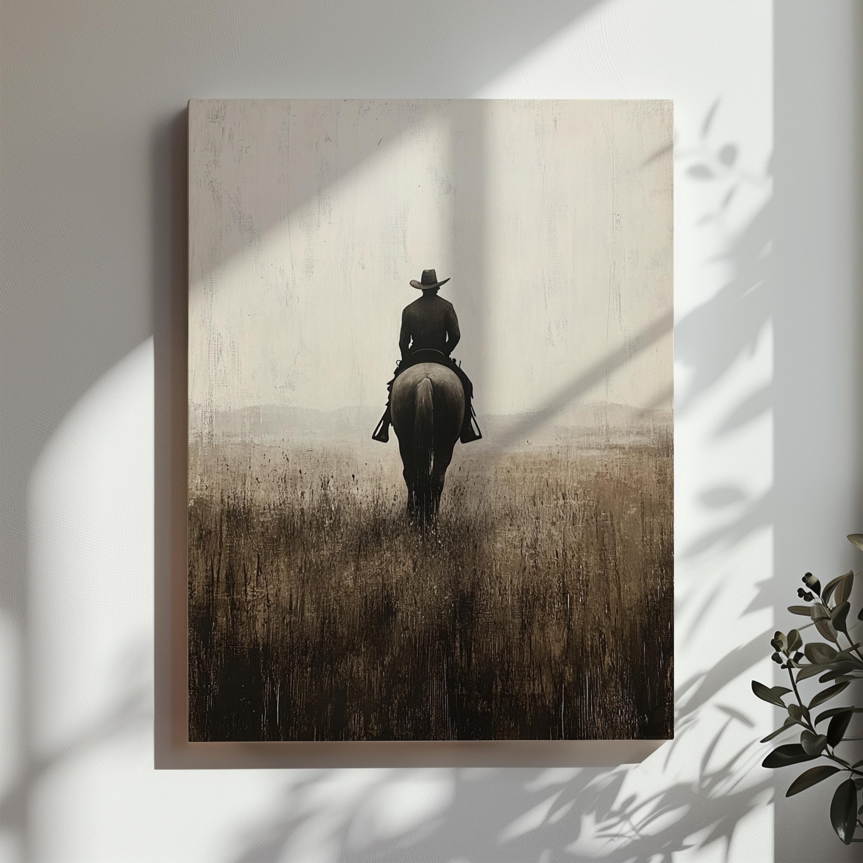 Cowboy Riding Horse Wall Art Vintage Minimalist Printable Wall Decor ...