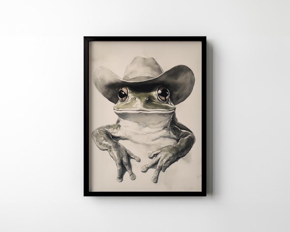 Frog Wearing Cowboy Hat Wall Art Funny Printable Western Farmhouse