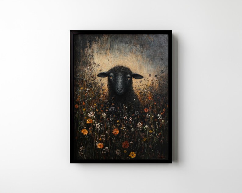 Black Sheep Poster Print Dark Maximalist Wildflower Wall Art Floral ...